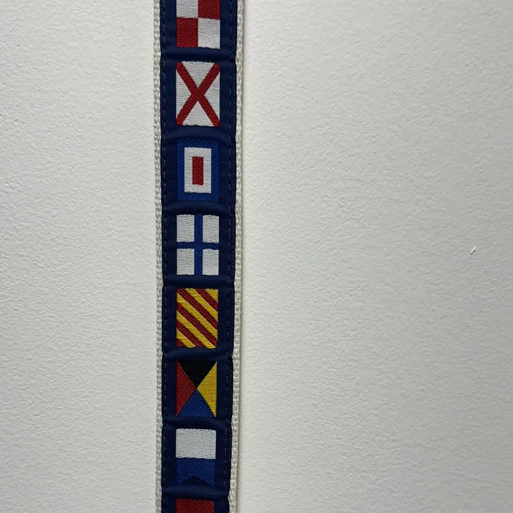 J. Bailey Nautical Flag Pattern Belt with Brown Leather